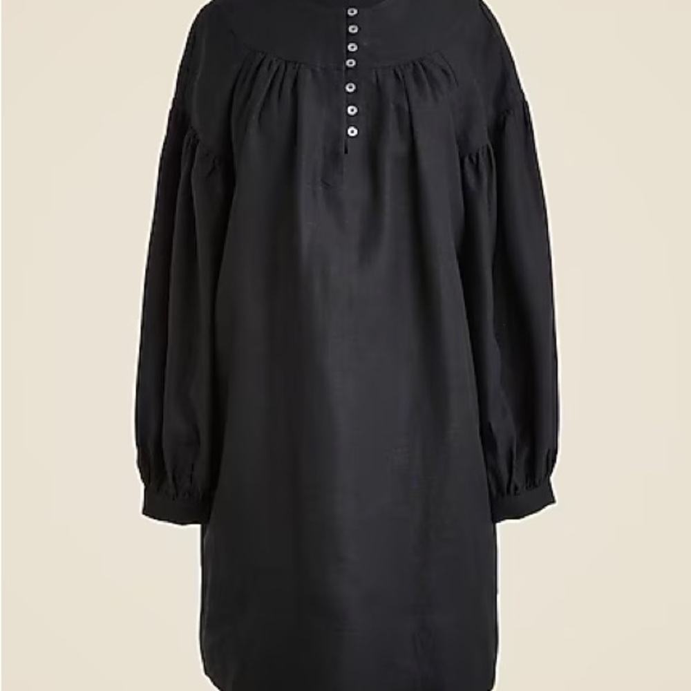 NWT J. Crew Black Long Sleeve Linen Dress
